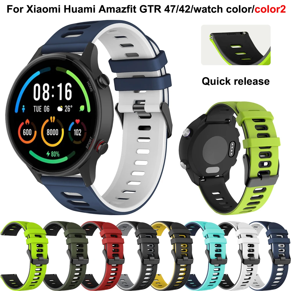 

Ремешок силиконовый для Xiaomi Smart Mi Watch Color 2 Sports Edition, браслет для наручных часов, 22 20 мм, для Amazfit gtr/Bip S