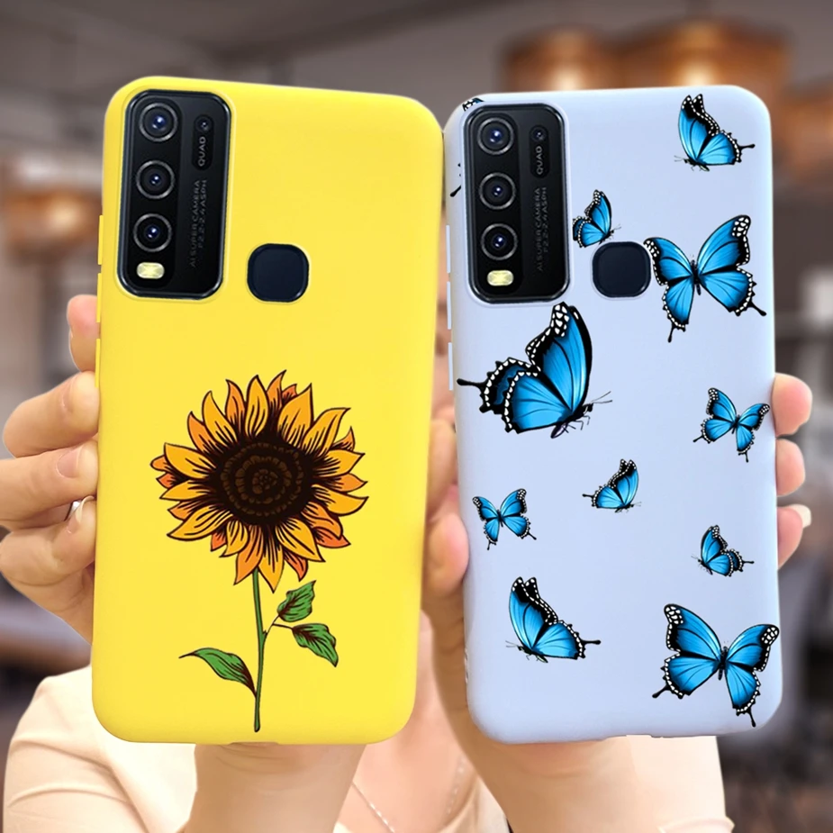 ДЛЯ Vivo Y30 Y50 чехол 1935 1938 мягкий силиконовый милый с подсолнухами бабочками для Y 30 50