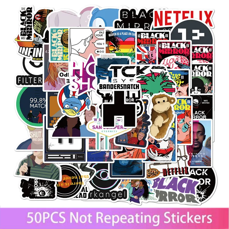 

50pcs new TV series black mirror graffiti suitcase laptop waterproof stickers