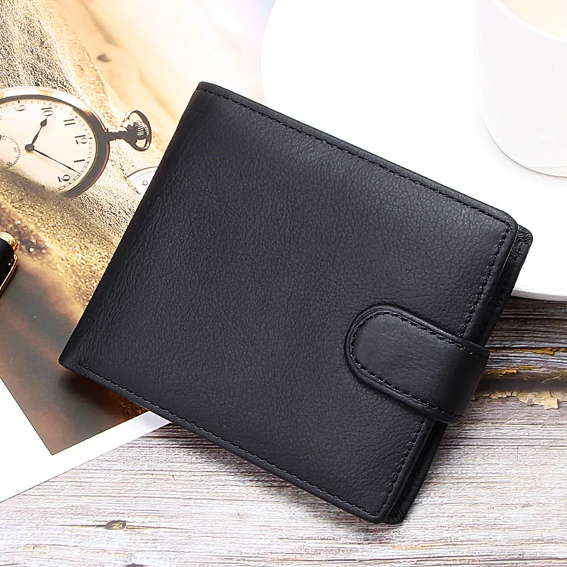 

Men's Short Wallet Men Genuine Leather Clutch Wallets Purses First Layer Real Leather Multi-Card Bit Retro Card Holder