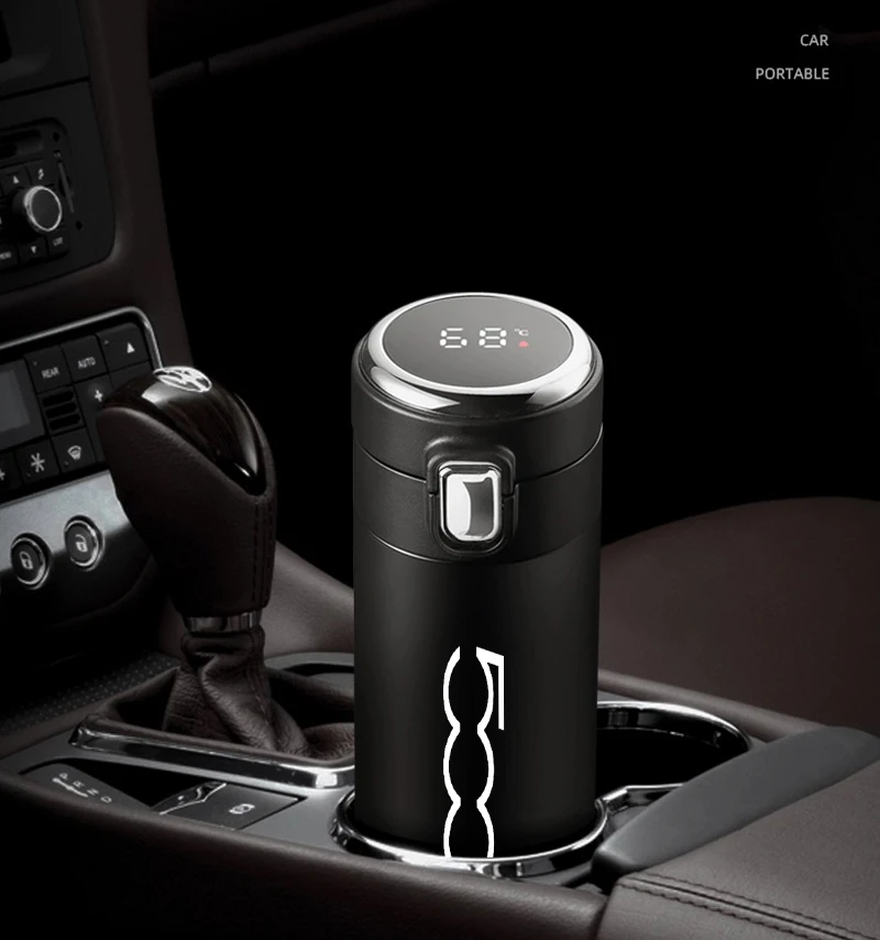 

For Fiat Punto 500 Panda Abarth Tipo Car 400ml Intelligent Thermos Flask Travel Sport Cup Stainless Steel Vacuum Water Bottle