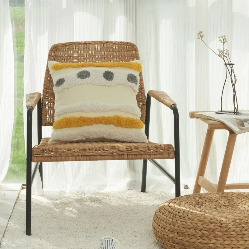 

Pillow Case Modern Home Decor Tufted Tassel Morocco Yellow Cushion Decorative Pillow case