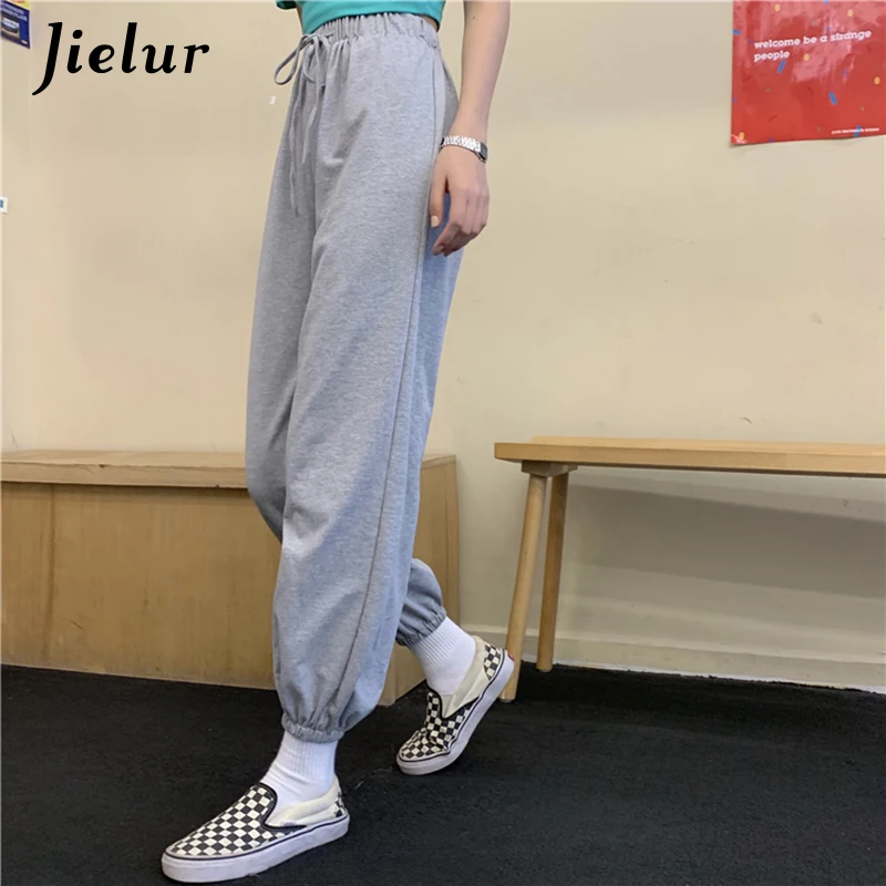 

Jielur Solid Color Trousers Women Elastic High Waist Summer Pants 2020 New Chic Pantalon Femme Slim Pants Roupas 4 Colors