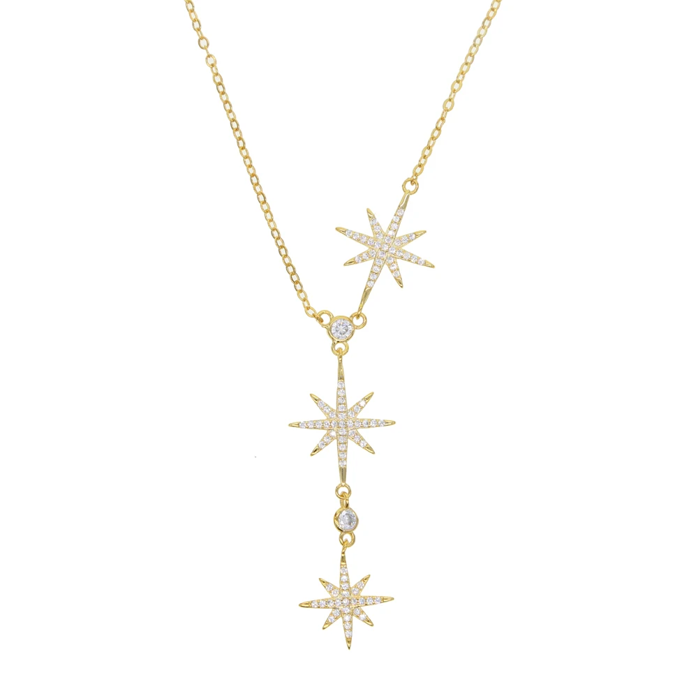 Длинная цепочка lariat NORTHSTAR CZ звеньевая sparking star charm подвеска Y женское сексуальное