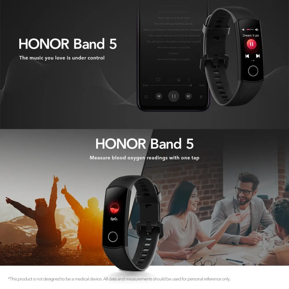 Huawei Honor Band 4 Band 5 умный Браслет Globle Версия 50m водонепроницаемый фитнес-трекер монитор сердечного ритма во время сна Smart Wirstband