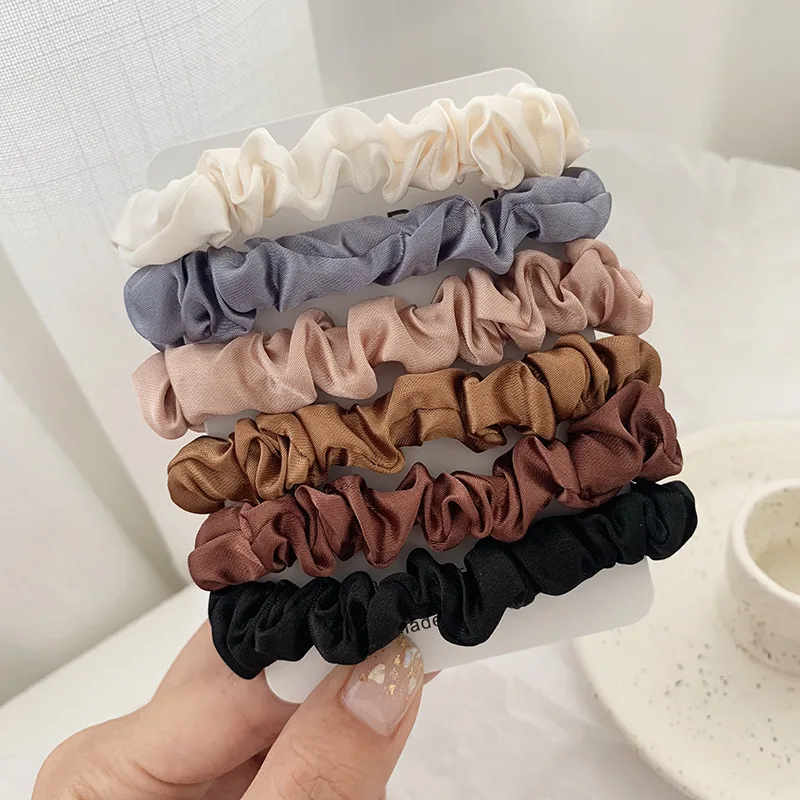 

1/6Pcs Women Scrunchies Satin Silk Hair Ties Rope Girls Ponytail Holders Fashion Rubber Bands Elastic Hairband Hair Accessories