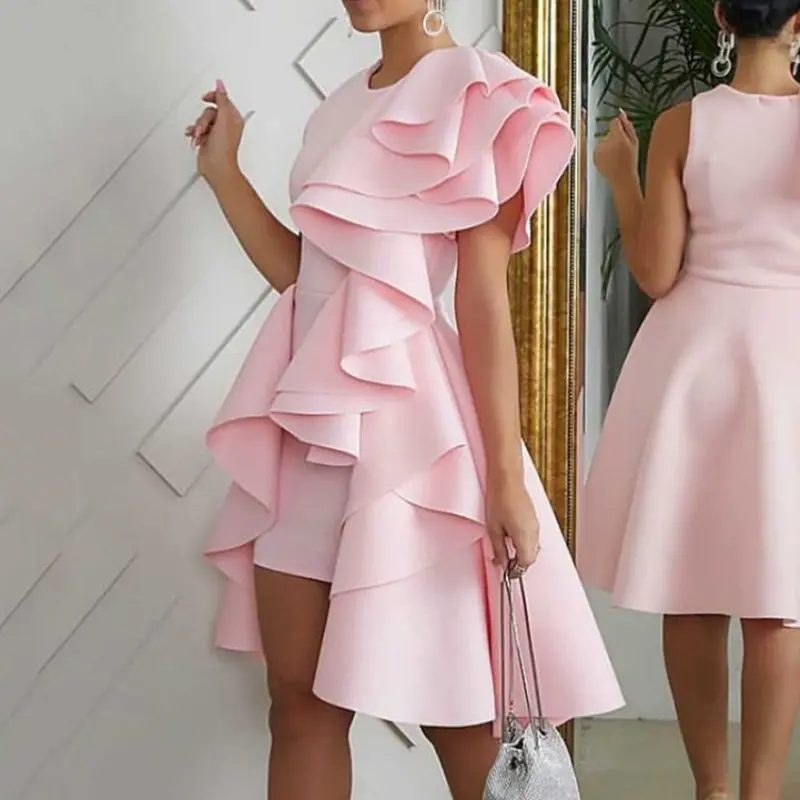 Женские платья с оборками вечерние необычные длина сексуальные для празднования