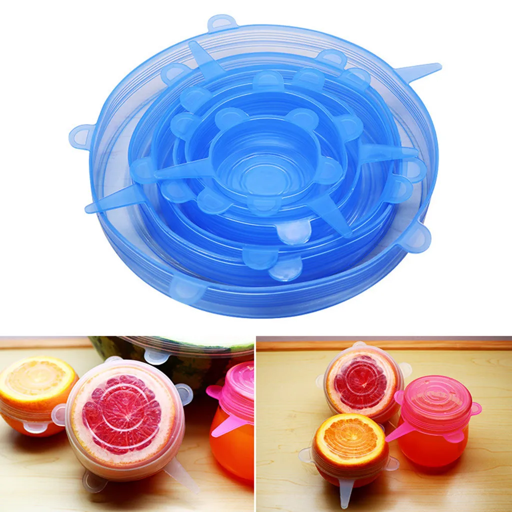 

6Pcs Reusable Silicone Wrap Bowl Seal Cover Stretch Lid Keep Food Fresh fashion novel Storage Convenience practical Leisure