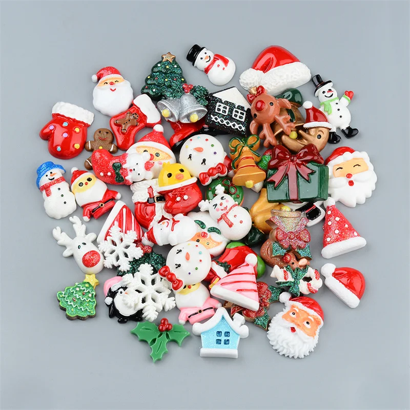 

20Pcs/lots New Cute Christmas Series Flat Back Cabochon Scrapbooking Hair Bow Center Embellishments DIY Accessories