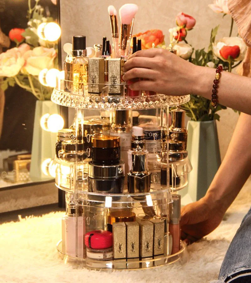 Вращающийся на 360 градусов косметический Органайзер коробка для хранения помады