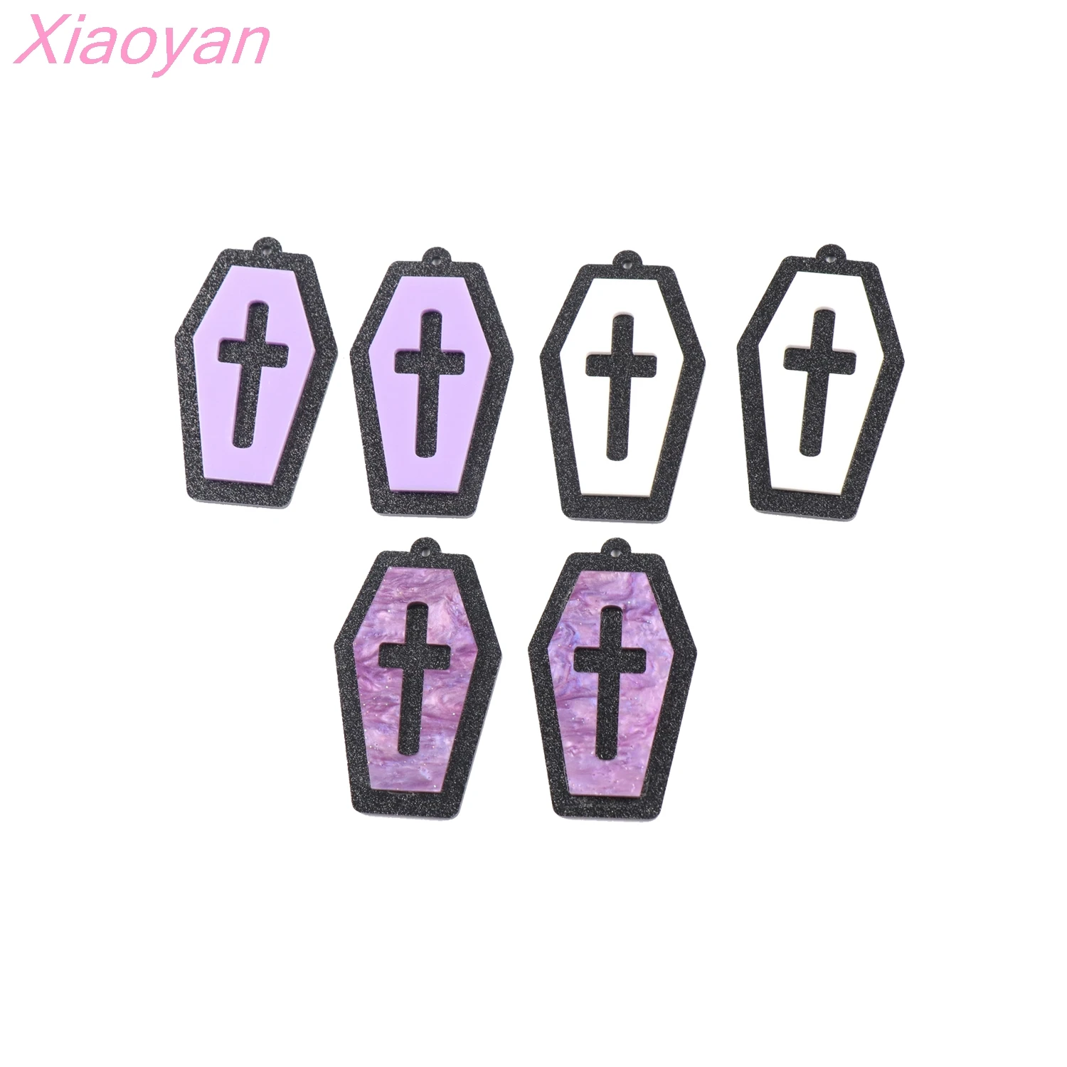 

1pair Coffin Grave Cross For Earrings Galaxy Black Halloween Holiday Statement Acrylic Party DIY