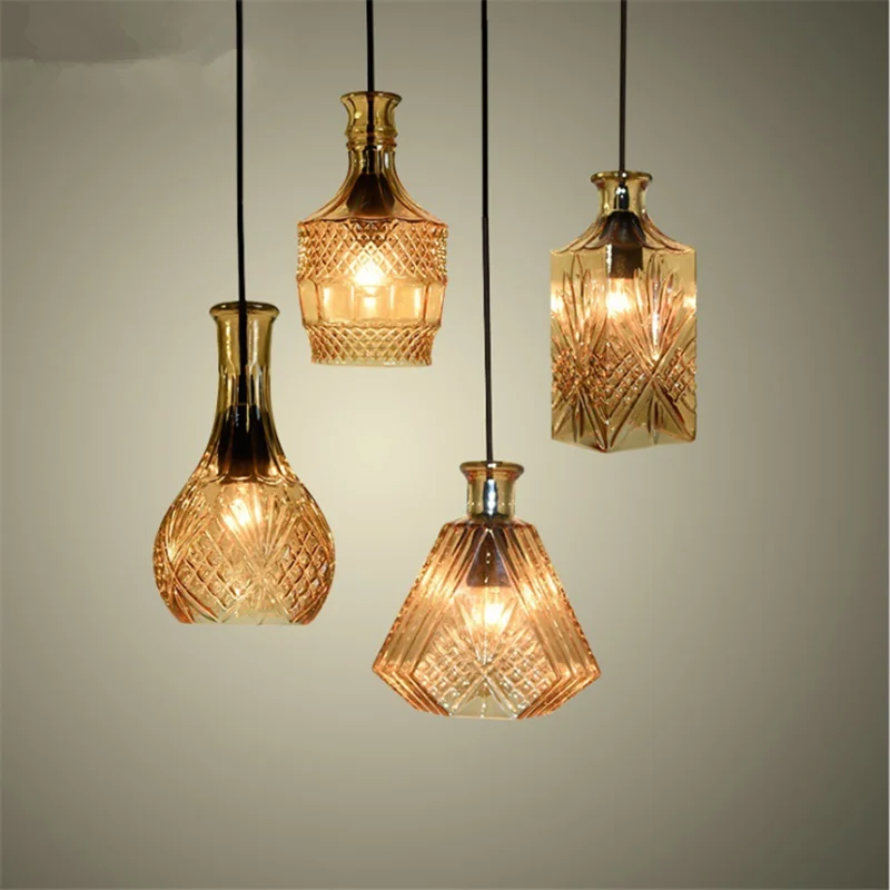 

Vintage Wine Bottle Pendant Lights CafeRoom/Bar Lamp Single Glass Pendant Lamps Decoration Indoor Lighting E27