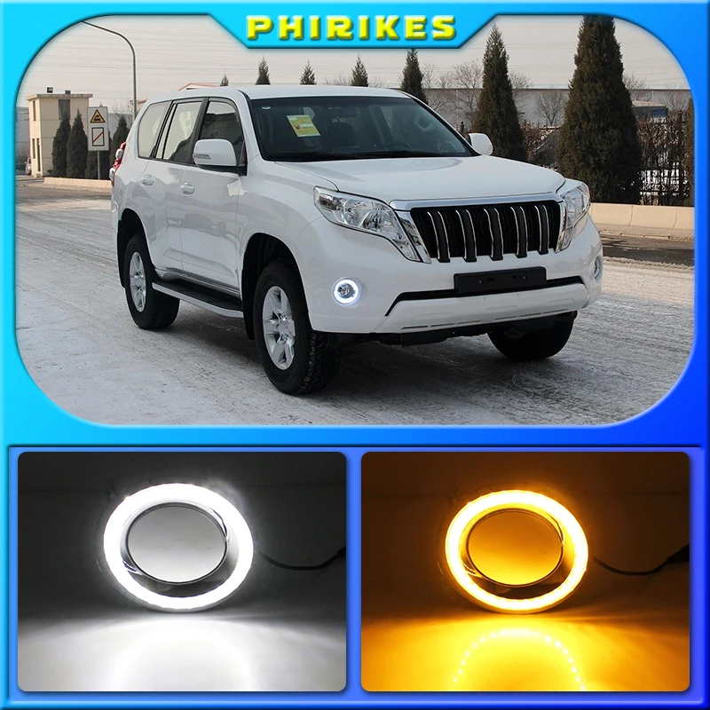 

DRL для Toyota Land Cruiser 2700/4000 Prado 150 FJ150 LC150 2014 2015 светодиодный ные дневные ходовые огни бампер противотуманные фары 2 шт.