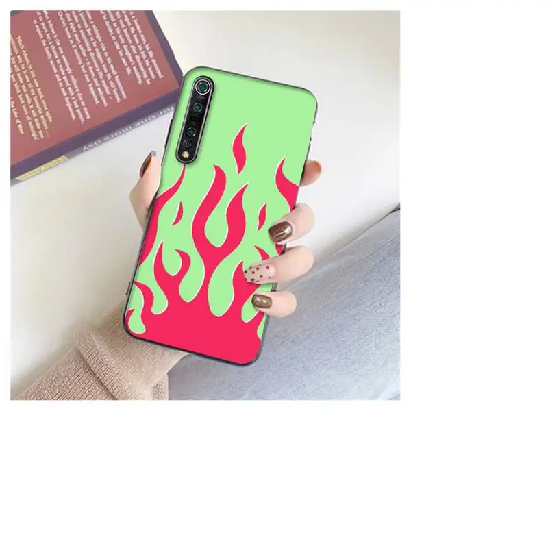 

LJHYDFCNB Fashion Red Flames Fitted Phone Case For Xiaomi 8 9 Se 10 10pro Note 2 3 10 MIX2 S MAX2 3 F1 5X