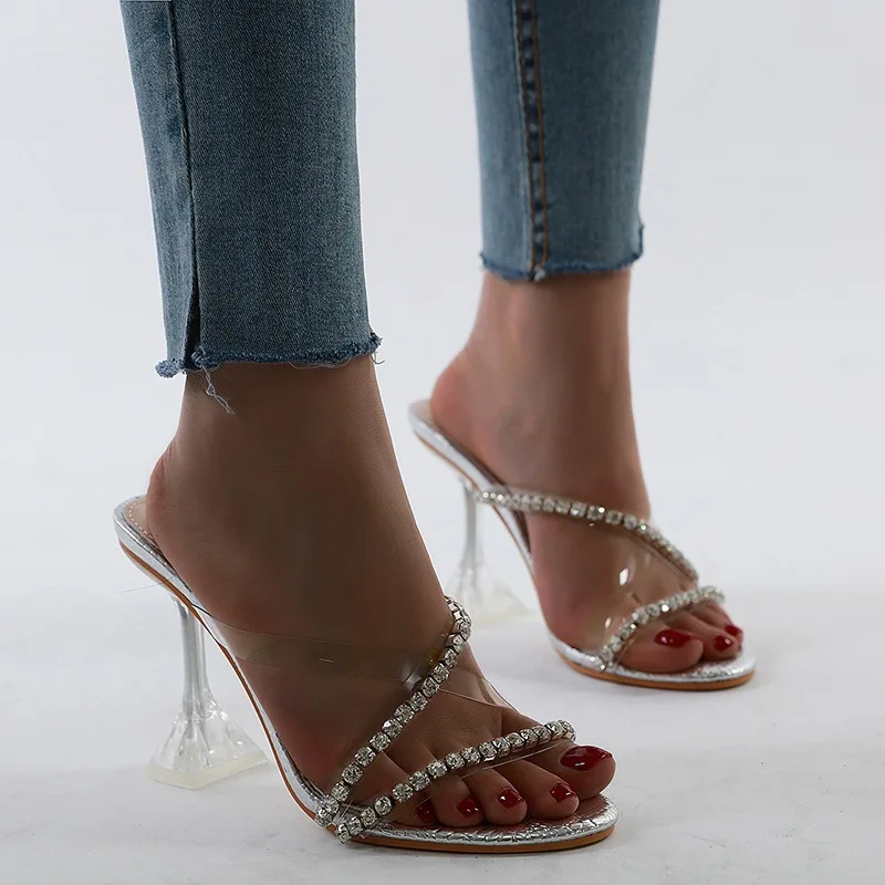 

high heels 35-42 large 2020 rhinestone sandals wine size women's shoes