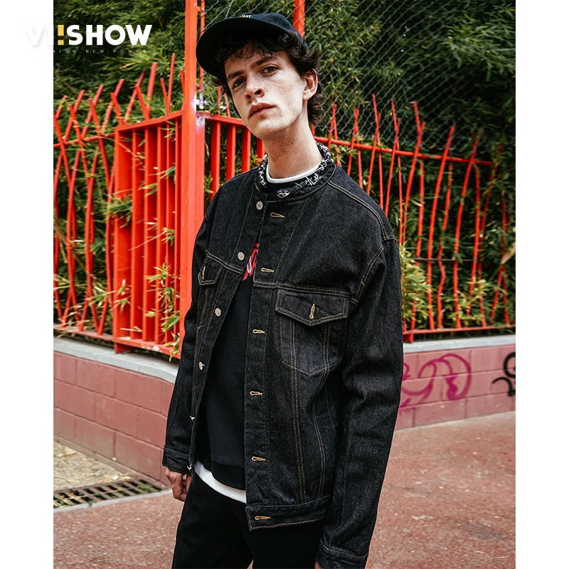 VIISHOW уличная Мужская куртка с принтом Брендовые джинсовые куртки мужские Veste Homme