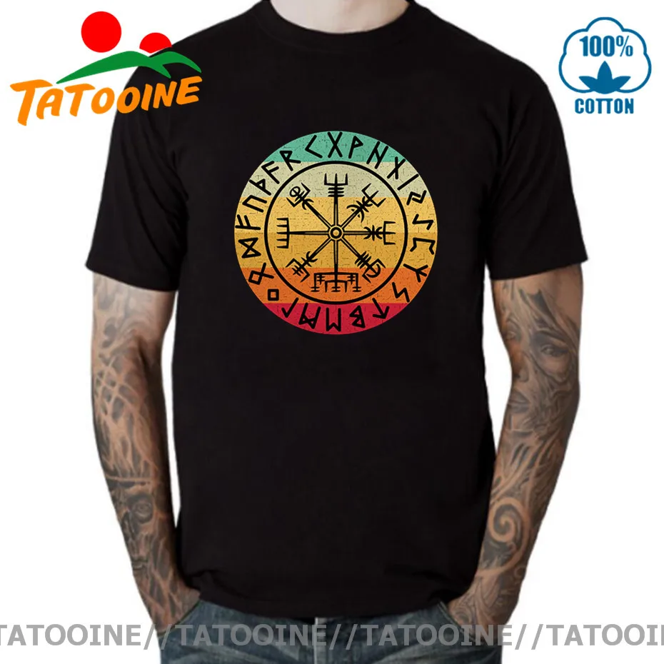 Tatooine винтажные мужские футболки с компасом викингов вегвизирами рунами