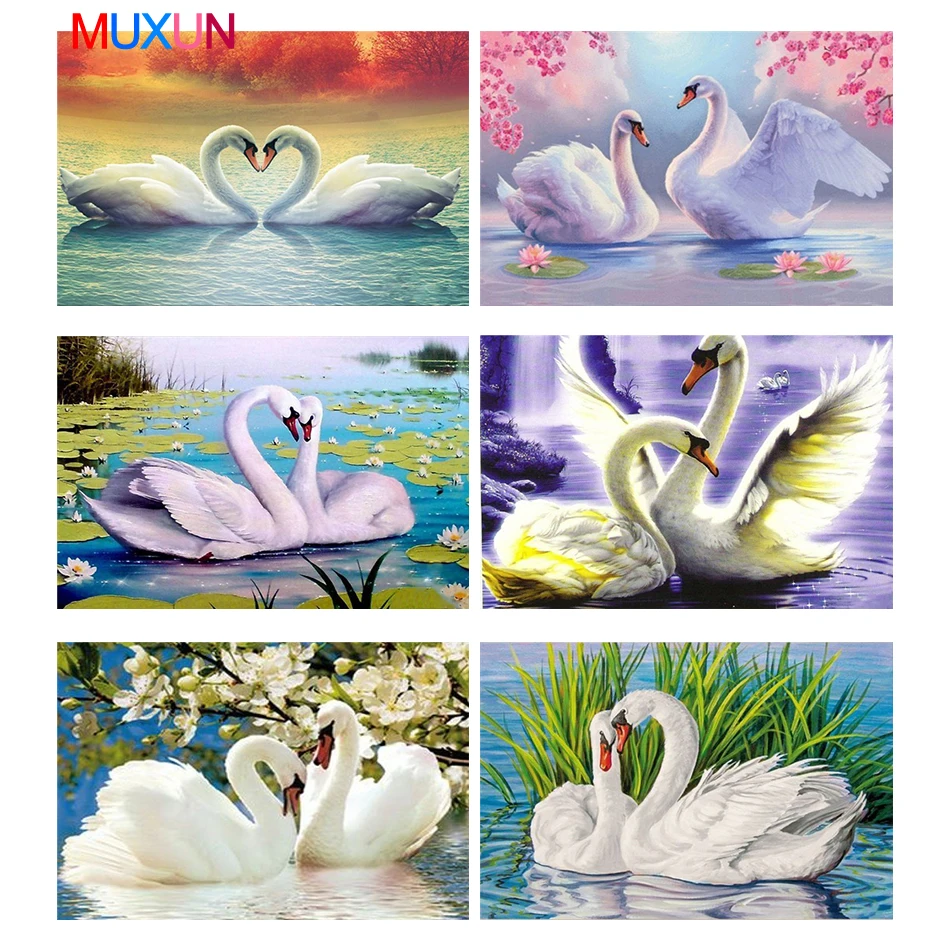 Алмазная 5D живопись сделай сам вышивка в виде лебедя ручная работа подарок