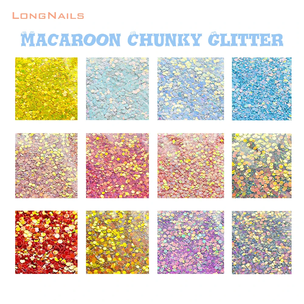 

1-3mm Mixed Symphony Nail Chunky Glitter 50g/Bag Flashing Macaroon Polyester Makeup Chameleon Sequins Nailart Flake Glitter 2021