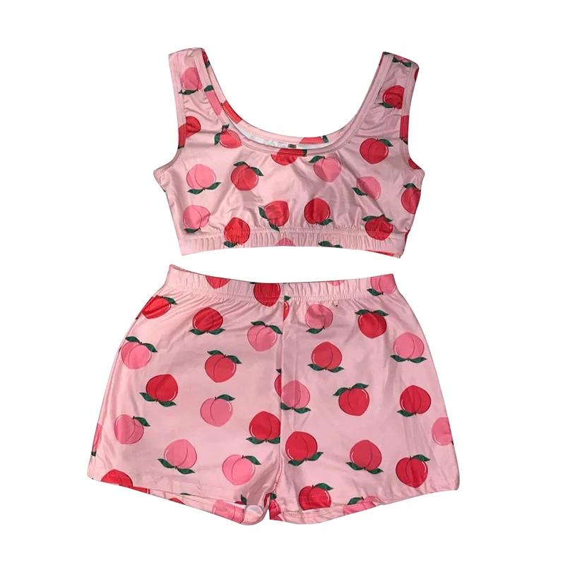 Модный повседневный комплект из двух предметов с принтом укороченный топ и штаны