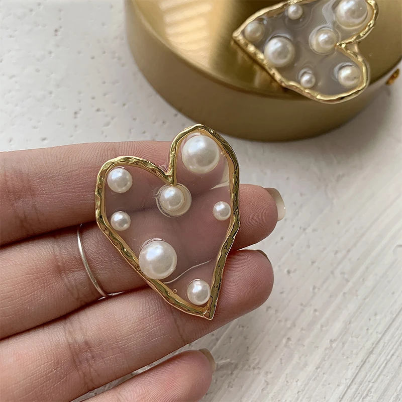 GHIDBK Boho Романтическая звезда и сердце жемчуг ушные манжеты большое акриловое