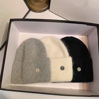 winter new letter m knitted hat french fashion and elegant ear protection caps for men and women outdoor warmth exquisite gift