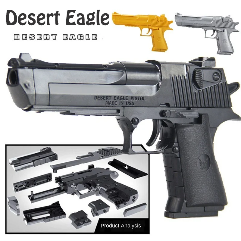 

Desert Eagle DIY Puzzle Assembled Building Block Pistol Can Shoot Bullets Mini Plastic Military Model Soft Bullet Gun