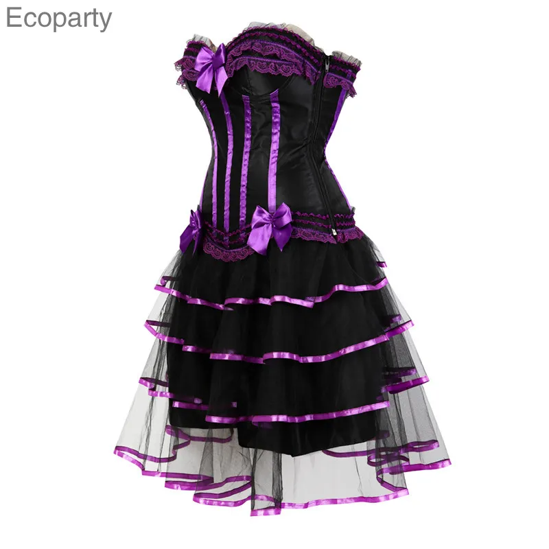 15 Готический корсет с юбкой комплект в винтажном стиле Маскарадные костюмы