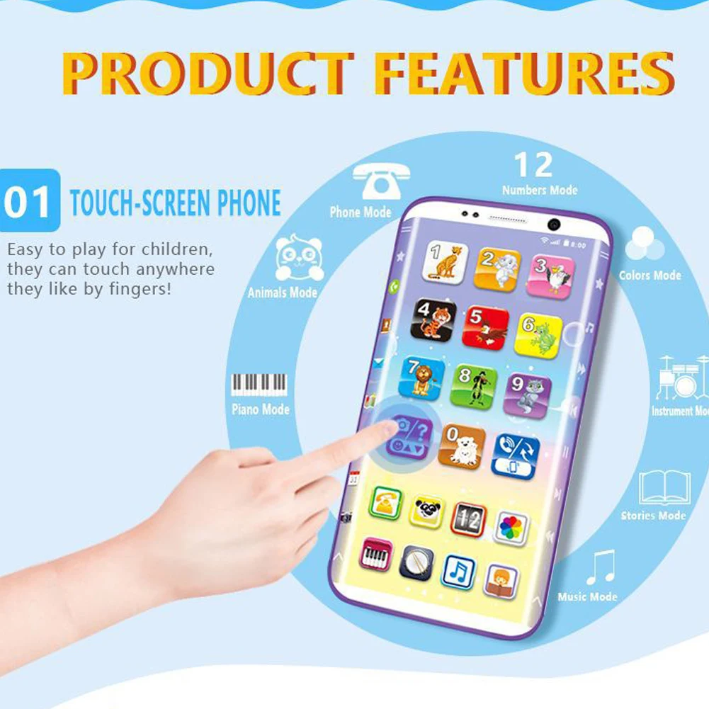 Early Childhood Electronic Toy ABS Durable Smart Phone Music Learning Touch-screen Funny Rechargeable Lightweight Mini | Игрушки и хобби