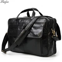 genuine leather briefcase for man large capacity computer bag cow leather messenger bag handbag for male black business bags