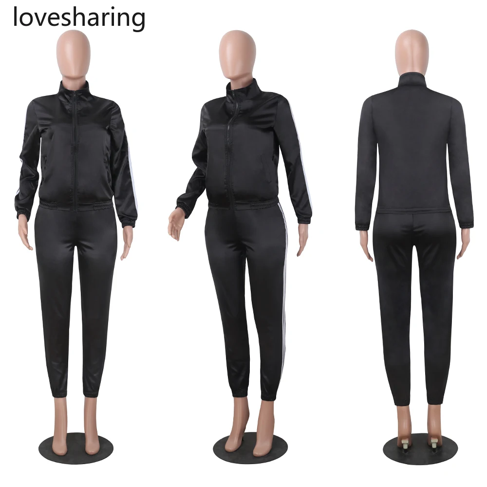 Сатиновый комплект из двух предметов спортивный костюм для женщин элегантный