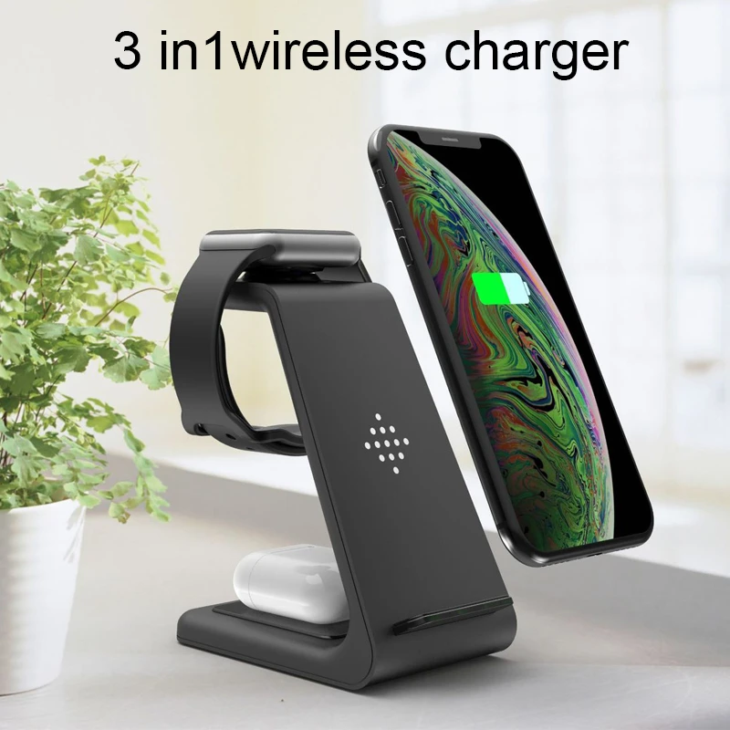 Беспроводное зарядное устройство 3 в 1 10 Вт быстрая зарядка для Iphone 11 Pro SE2 зарядная
