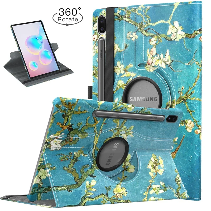 Almond Blossom Чехол для Samsung Galaxy Tab S6 10,5 2019360 градусов вращающийся мульти-угол обзора умный кожаный поворотный Чехол для Galaxy Tab S6 - Цвет: Almond Blossom
