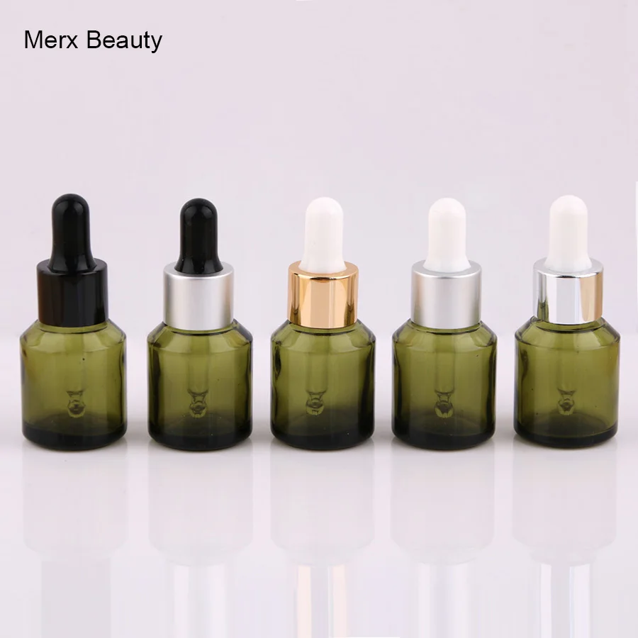 Merx Beauty оптовая продажа 22 шт. 15 мл 1/2 унции стеклянная капельница зеленая бутылка с