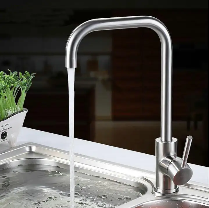 

Nickel brushed finish brass Kitchen faucet 2 style kitchen tap hot and cold tap single hand 360 swivel spout basin mixer
