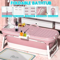 1 5m large portable folding bathtub adult childrens folding tub massage adult bath barrel spa tub wcover temperature display