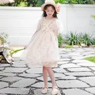 Шифоновое платье в Корейском стиле для девочек-подростков летняя детская одежда милые детские платья принцессы с цветочным рисунком милые вечерние платья из сетчатой ткани #0104