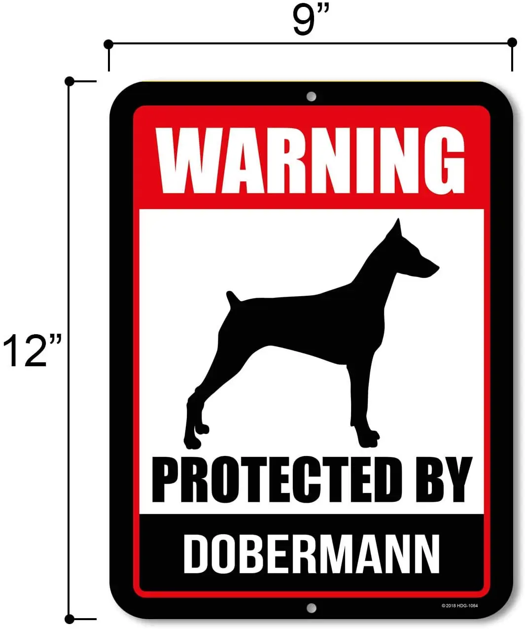 

Warning Protected by Doberman 9 x 12 inch Beware of Dog Warning Metal Aluminum Sign Decor - Made in The USA