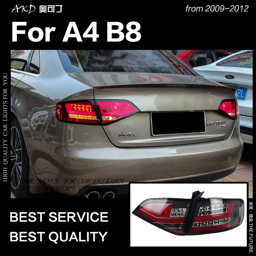 AKD автостайлинг для A4 B8 задние фонари 2009 2012 A4L светодиодный ная задняя лампа Светодиодные ДХО тормозной