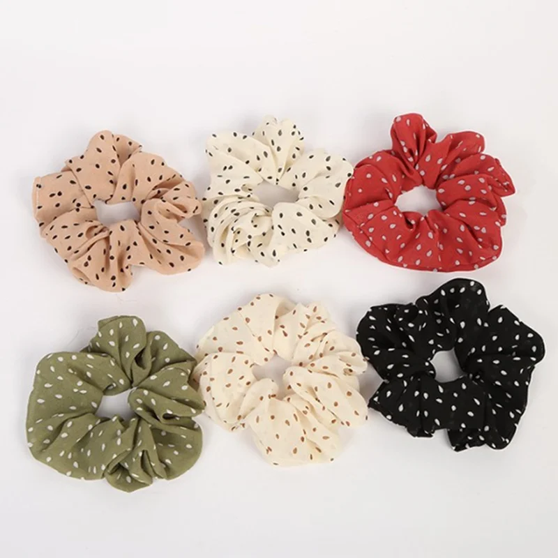 Модные женские тканевые резинки для волос с узором в горошек держатель хвоста