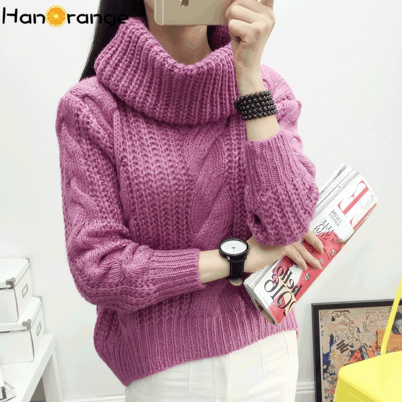 HanOrange/толстый свитер с высоким воротом Женский вязаный Осень-зима 2021 теплый