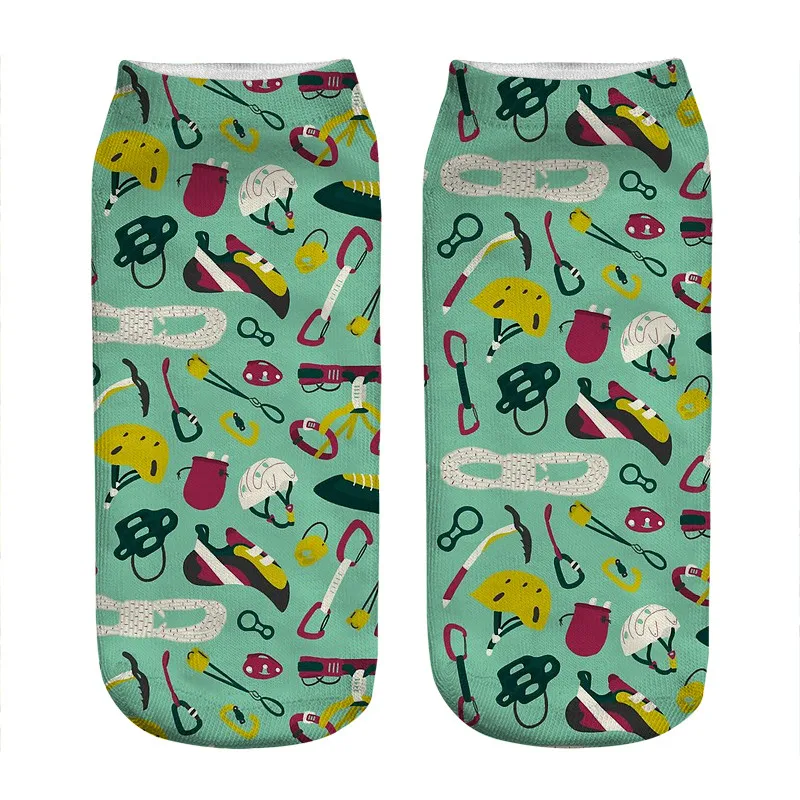 Для женщин Носки kawaii светильник зеленый рок подняться печатных женские harajuku