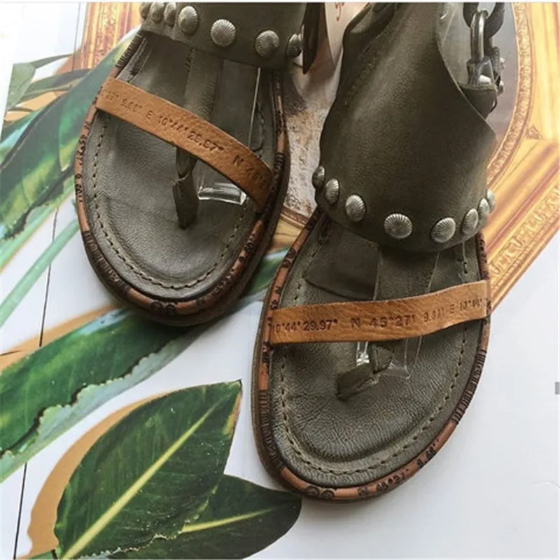 Летние женские сандалии в римском стиле ретро Женская обувь на плоской подошве