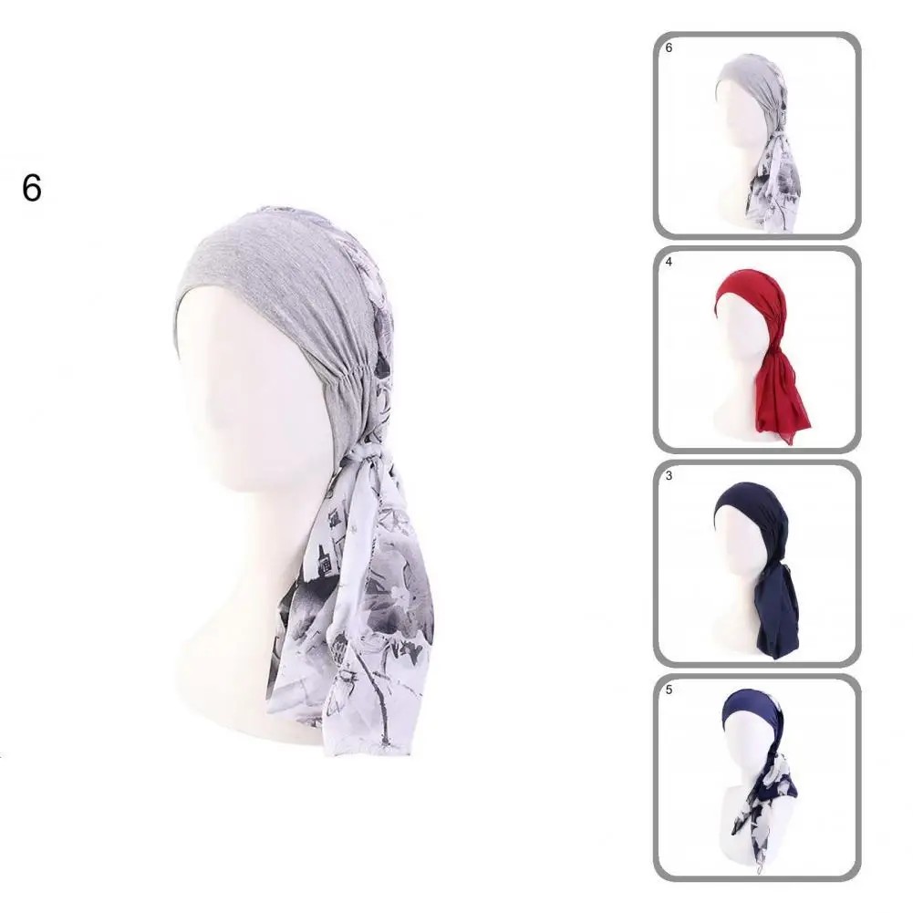 

Headwear Excellent Shirring Elastic Band Headscarf Cap Breathable Bonnet Hat Tassel Headdress