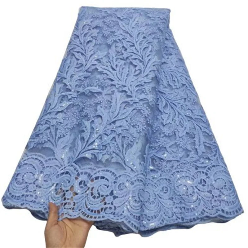 

Yellow French Sequin Tulle Lace Fabric 2022 Blue Hot Sale Nigerian Mesh Lace Fabric 5Yards African Lace Fabric For Wedding Party