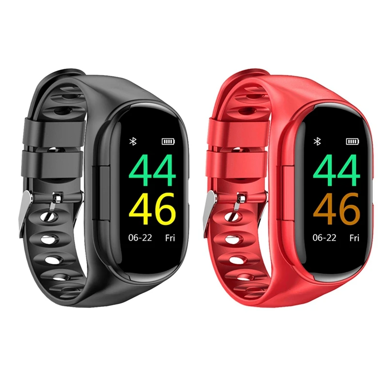 M1 Newest AI Smart Watch with Bluetooth Earphone Heart Rate Monitor Wristband Long Time Standby Sport Men(Black) | Электроника