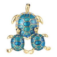 rinhoo rhinestone turtle brooches for women vintage enamel pin fashion sea turtle animal lapel pin creative deisgn vivid jewelry