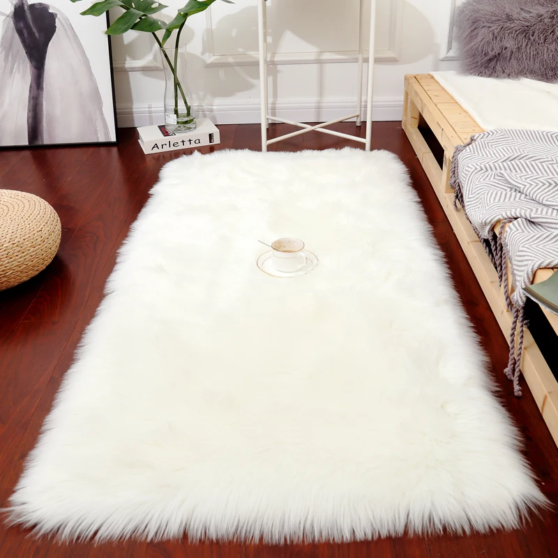 Thick solid color imitation wool plush carpet acrylic fabric bedroom bathroom carpet floor mats are machine washable