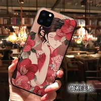 chinese ancient cheongsam beauty phone case for iphone 11 pro max xs max xr xs x for 6 6s 7 8 plus soft cover black shell