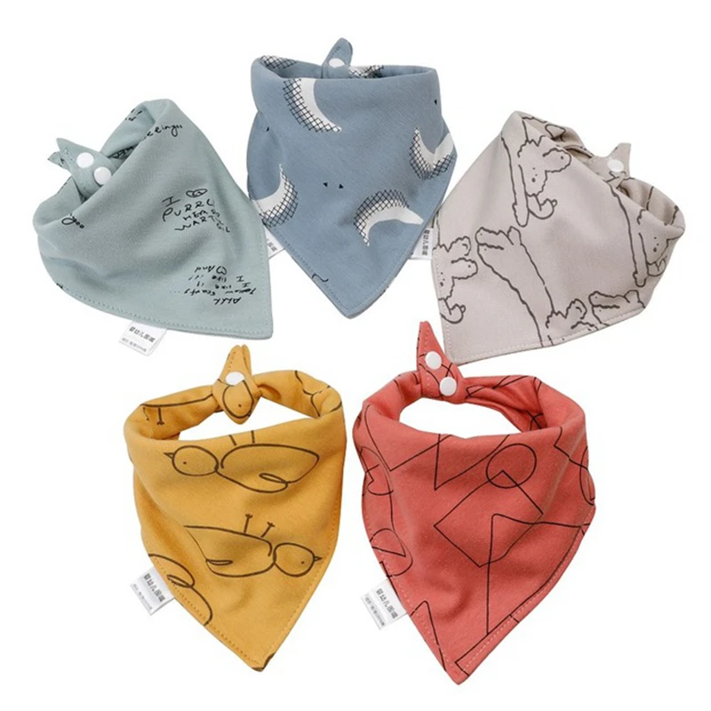 5Pcs/Set Baby Bibs Cotton Bibs Feeding Bibs Cartoon Saliva Towel Feeding Infant Burp Cloth baby Towel Baby Feeding bibs